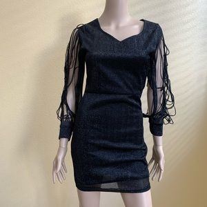 NWT Ario Collection Black Glitter Mini Dress